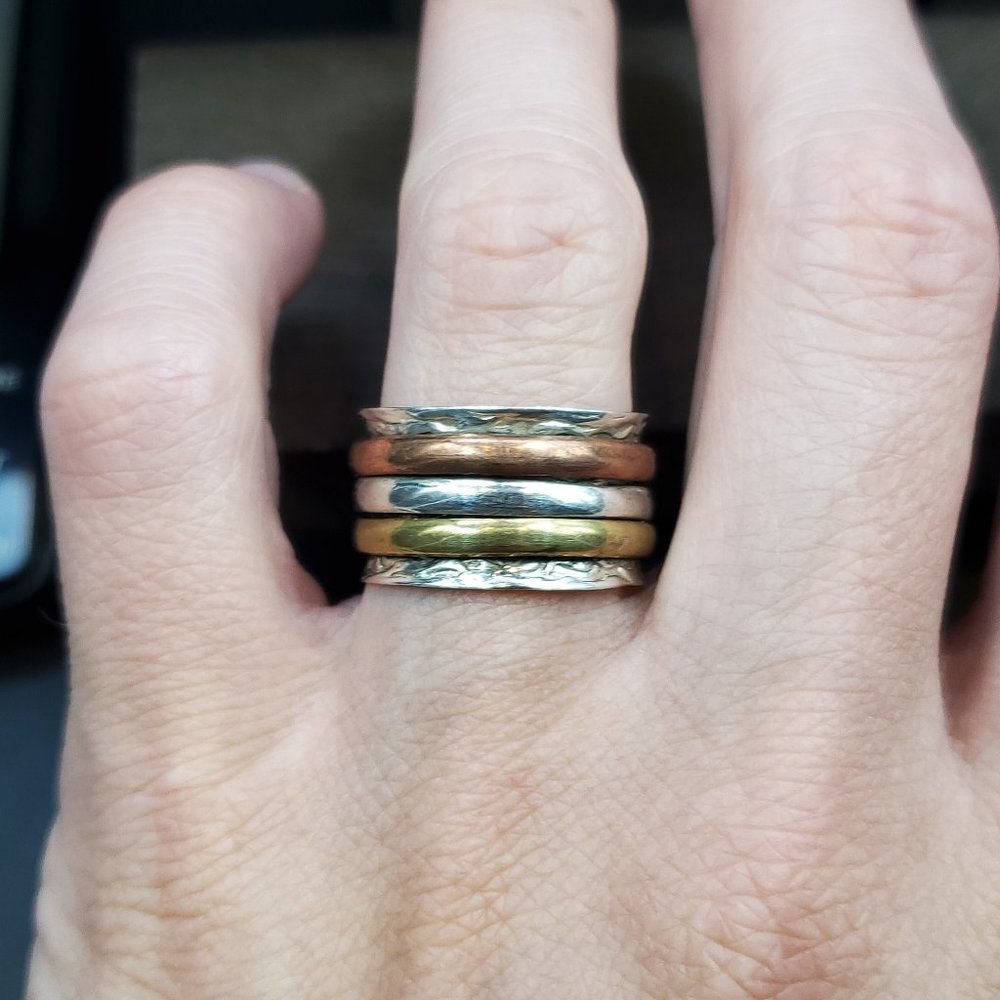 Size 7 Sterling Silver Triple Band Spinner Ring